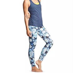 Athleta Blue Floral Crush Chaturanga yoga pants XL